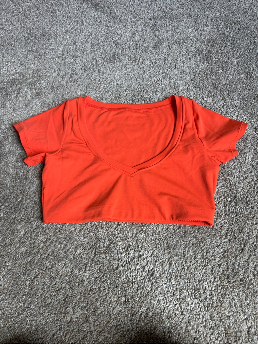 Vitality “Peach” Orange V-neck Crop Top Short Sleeve Bra, Size Small